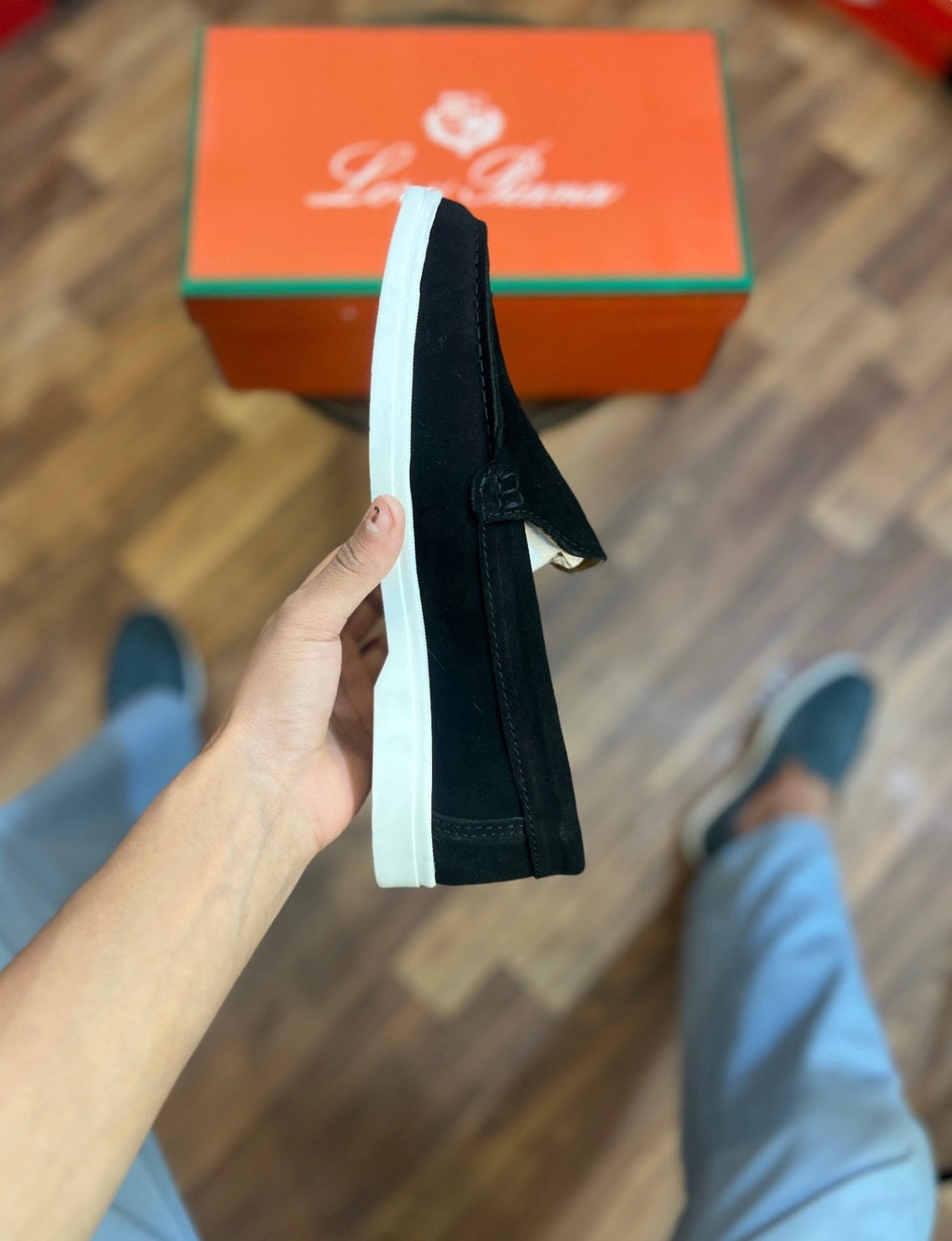 LORO PIANA Summer Walk Suede Loafers (Black ) (Standard Batch)