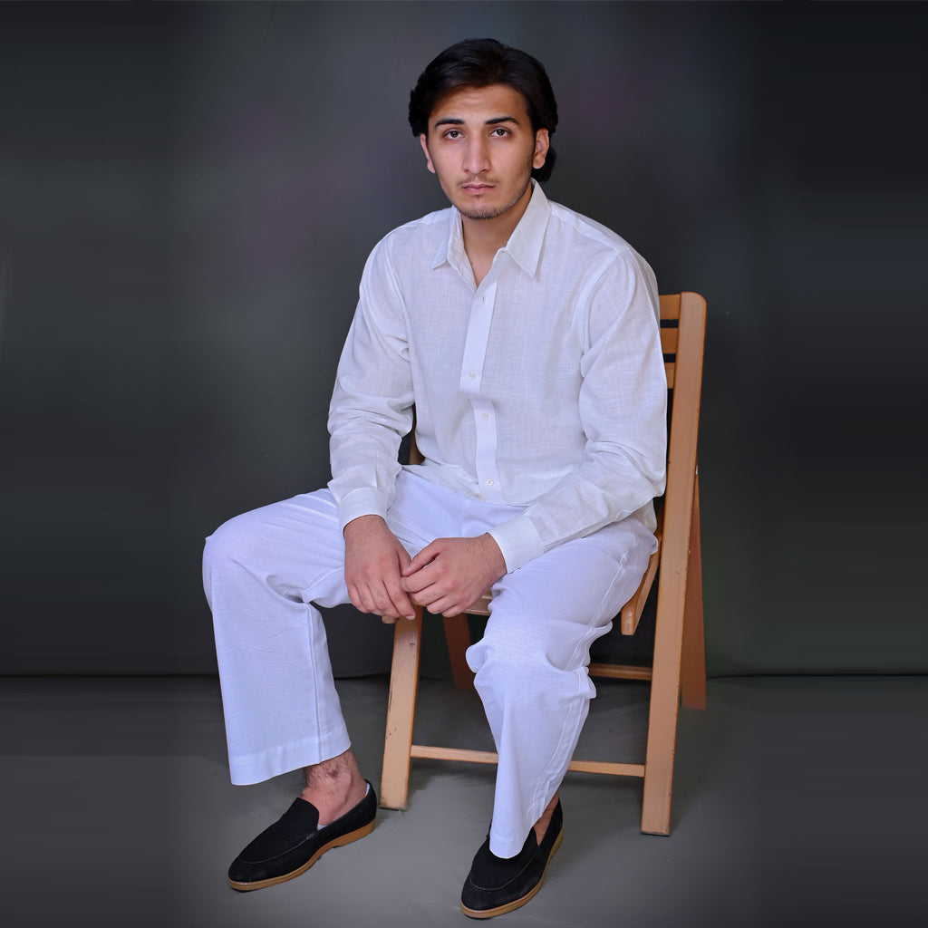 Premium White Linen Co-ord Set – Relaxed Fit Shirt & Trousers