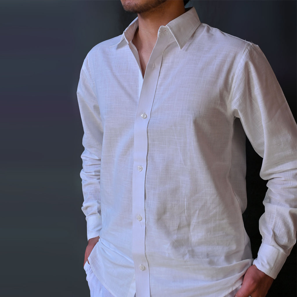 Premium White Linen Co-ord Set – Relaxed Fit Shirt & Trousers